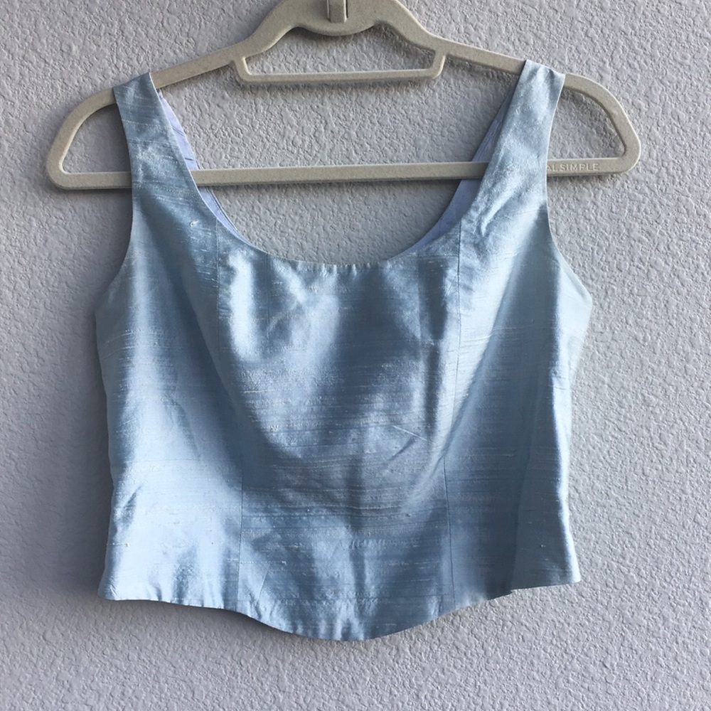 PAULE VASSEUR Light Blue Zip Back Crop Top Size 38